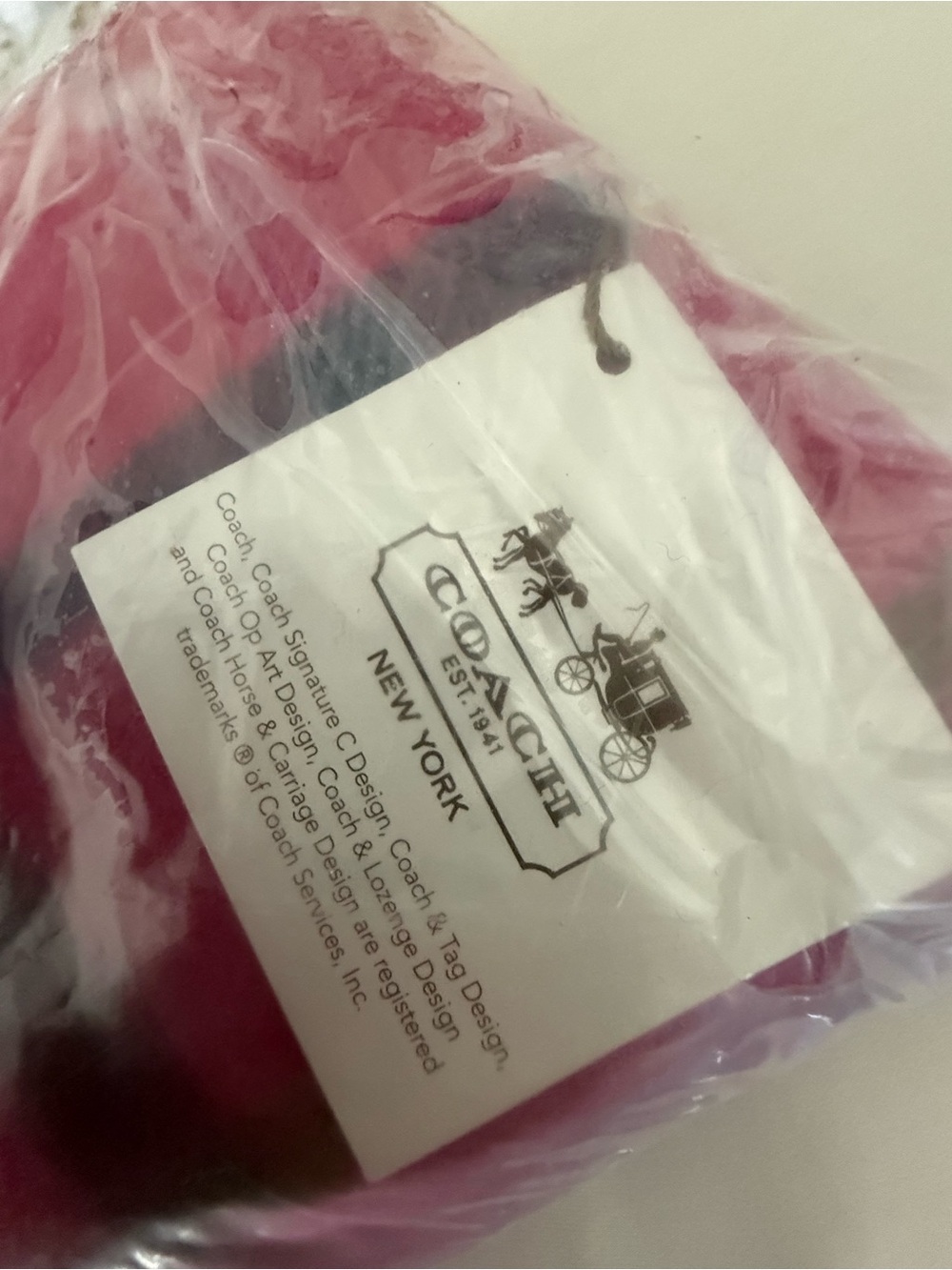 Coach legacy cashmere fringe plaid scarf PINK neck wrap - Picture 9 of 11